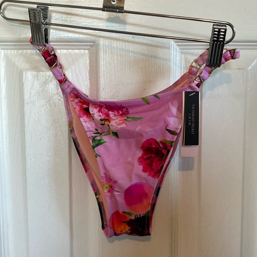 Victorias Secret Peach Floral Bikini Bottom NWT